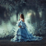 Niulatu Tulle Robe Maternity Dress for Photoshoot Sheer Bridal Lingerie Wedding Gown Long Baby Shower Pregnancy HZ1007