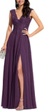 Niulatu Appliques Bridesmaid Dress Long V Neck Beaded Wedding Guest Gown with HZ1007