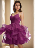Niulatu Women's Puffy Ruffle Short Homecoming Dress Tull Tutu Prom Dress V Neck Formal Party HZ1007