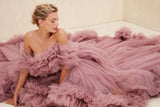 Niulatu Tulle Robe for Maternity Photoshoot Sheer Off Shoulder Maternity Robe Pregnant Baby Shower Prom HZ1007