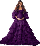 Niulatu Tulle Robe Maternity Dress for Photoshoot Sheer Bridal Lingerie Wedding Gown Long Baby Shower Pregnancy HZ1007