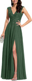 Niulatu Appliques Bridesmaid Dress Long V Neck Beaded Wedding Guest Gown with HZ1007
