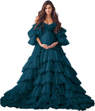 Niulatu Tulle Robe Maternity Dress for Photoshoot Sheer Bridal Lingerie Wedding Gown Long Baby Shower Pregnancy HZ1007