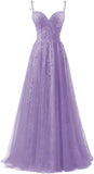 Niulatu Applique Tulle Prom Dresses for Women 2025 Spaghetti Straps Ball Gown Formal Evening Party Gown with HZ1007