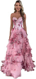 Niulatu Corset Prom Dresses for Women 2025 Long Tiered Ruffle Chiffon Formal Evening Gown with HZ1007