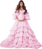 Niulatu Tulle Robe Maternity Dress for Photoshoot Sheer Bridal Lingerie Wedding Gown Long Baby Shower Pregnancy HZ1007