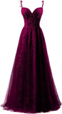 Niulatu Applique Tulle Prom Dresses for Women 2025 Spaghetti Straps Ball Gown Formal Evening Party Gown with HZ1007