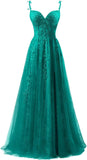 Niulatu Applique Tulle Prom Dresses for Women 2025 Spaghetti Straps Ball Gown Formal Evening Party Gown with HZ1007