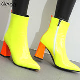 Niulatu Toe Ankle Boots For Women High Heels Boots Ladies Spring Autumn Short Boots Party Shoes Woman Plus Size Black Red DJSE