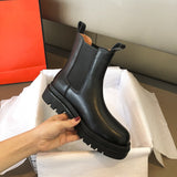 Niulatu Luxury Chelsea Boots Women Leather Ladies Boots Chunky Winter Shoes Platform Ankle Boots Slip On Thick Heel Brand Designer DJSE