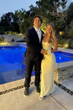Strapless Yellow Fitted Long Prom Dress with Lace-up HZ0308