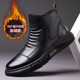 Niulatu Winter New Boots Male British Style Korean Tooling Trendy Shoes Plus Velvet Warm Cotton Shoes Middle Cut Men's Boots DJSE