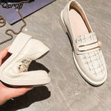 Niulatu Women's Shoes Fashion Personality British Style Thick-soled Wild Wide-footed Casual Loafer Sexy Solid Color Leather Shoes DJSE