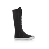 Niulatu Lady Dance Shoes Long Boots Perforation Holes High Top Lacing Side Zipper Canvas Flats Increased Big Size DJSE