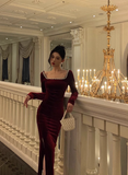 Sexy Sheath Long Sleeves Burgundy 21st Birthday Dress Party Gown Birthday Outfits Birthday Dress Ideas For Women HZ1214