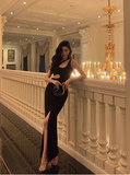 Sexy Sheath Black Satin 21st Birthday Dress Party Gown Birthday Outfits Birthday Dress Ideas For Women HZ1214