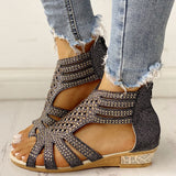 Niulatu Women Shoes Sandals Summer Low Heel Shoes PU Leather Gladiator Luxury Shoes Women Designers Zapatos De Mujer E14 DJSE