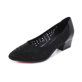 Niulatu 2025 New Summer Fashion Pumps Cut-outs Women Crystal Casual Ladies Shoes High Heels Tenis Feminino Genuine Leather DJSE