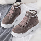Niulatu Women Boots Platform Lace Up New Winter Boots Woman Warm Plush Shoes Fashion Ankle Boots Ladies Casual Shoes Snow Boots Female DJSE