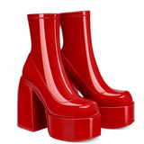 Niulatu Women Fashion High Platform Shaped High Heel Boots Chunky Heels Zipper Designer Shoes 44 Platform Shoes Women Shoes DJSE