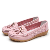Niulatu Women Shoes Flats Genuine Leather Slip On Shoes For Women Slipony Loafers Nurse Ballerina Tassel Platform Shoes Ladies Plus Size DJSE