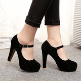 Niulatu Shoes Woman Pumps Ankle Strap Wedding Party Shoes Platform Dress Women Shoes High Heels Suede Ladies Shoes size42 DJSE