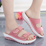 Niulatu Womens Sandals Summer Beach Shoes Women Slipper Plus Size Buckle Slide Sandals Comfort Thick Sole Slippers Wedge DJSE