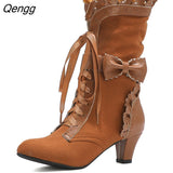 Niulatu Ankle Boots For Women Autumn Winter High Heels Party Punk Short Boots Ladies Big Size Bottines Femme Black Blue DJSE