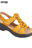 Niulatu Women Reported Wedges Orthopedic Shoes Flowers Decoration Comfortable Walking Sandals Women Beach Shoes DJSE