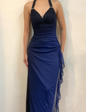 Niulatu Ombre Navy Blue Long Chiffon Prom Dress HZ0113