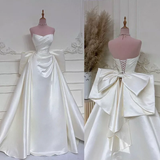 Niulatu White Wedding Dresses With Train Mermaid Bridal Gowns SD1534