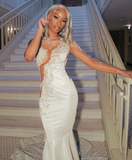 Niulatu Silver Mermaid Long Sleeves Prom Dress HZ0113