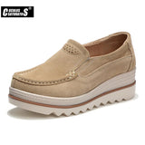 Niulatu Women Flat Platform Shoes Flats Women Cut-out Suede Leather Slip on Thick Heels Loafers Ladies Creepers Women 509 DJSE