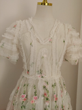 Niulatu A line V Neckline Lace Tulle Floral Dinner Party Dresses Birthday Outfits SD390