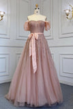 Niulatu A-line Off The Shoulder Bubble Sleeves Formal Prom HZ1007