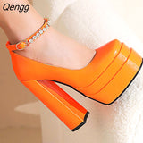 Niulatu Strap Super Thick High Heels Platforms Pumps For Women Casual Spring Summer Shallow Party Chunky Shoes Ladies DJSE