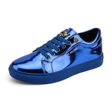 Niulatu Casual Men's Shoes Blue Mirror Glitter Sneakers Men Flat Streetwear Hip Hop Men Luxury Designer Shoes chaussure homme DJSE