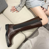 Niulatu Boots Women Zipper Leather Shoes 2025 Autumn Thick Bottom Platform Ladies Knee High Boots Elegant Fashion Female Footwear DJSE