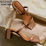 Niulatu Med Heels Party Mules Shoes Ladies 2025 New Women Slides Fashion Shoes Female Concise PU Shoes Ladies Slippers DJSE