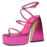 Niulatu Open Toe Platform Flared High Heels women's Sandals Ankle Strap Buckle Summer Fashion Dress Wedding Party Shoes Woman DJSE