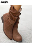 Niulatu Women Ankle Boots Winter 2025 New Fashion Low Heels Round Plus Size 43 Casual Shoes Faux Suede Female Low Boots Chelsea Boots DJSE