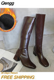 Niulatu Women Warm Long Boots Woman Knee High Booties Ladies Shoes Platform Thick Heel PU Leather Soft Zipper Woman Fashion Winter 2025 DJSE