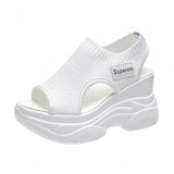 Niulatu Women's Sandals 2025 Summer Wedge Heel Elastic Cloth Cover Foot Ladies Sandals Thick-soled Fashion Trifle Elevation Casual Shoes DJSE