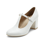 Niulatu Low Chunky Heels for Women Pumps T-Strap Mary Jane Pumps Wedding Dress Shoe Elegant Medium Heel Women's Shoes DJSE