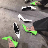 Niulatu Spring Green Ladies Pumps Pointed Toe Sexy Thin High Heels Fashion Shallow Pumps Stiletto Party Office Green Shoes DJSE