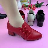 Niulatu Winter Women Boots Pu Leather Solid Color Mid Chunky Heel Ankle Boots Button Pumps Shoes Warm Ladies Short Booties DJSE