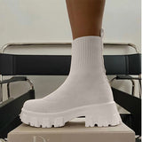 Niulatu Women's Socks Boots Slip-on Knitted Autumn Platform Ankle Boots for Women 2025 New Fashion Ladies Shoes Short Boot Female DJSE