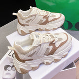 Niulatu Women Sneakers Fashion Mesh Chunky Sneakers Vulcanized Shoes Summer Comfortable Thick Sole White Dad Flats Platform Shoes DJSE