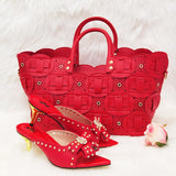 Niulatu Rivet Style Women Shoes and Bag to Match in Color matching High Quality Nigerian Design Matching Shoes and Bag DJSE
