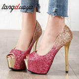 Niulatu heels summer women Super High Heels Sexy shoes platform shoes pumps Wedding Party 14cm womens platform high heels DJSE